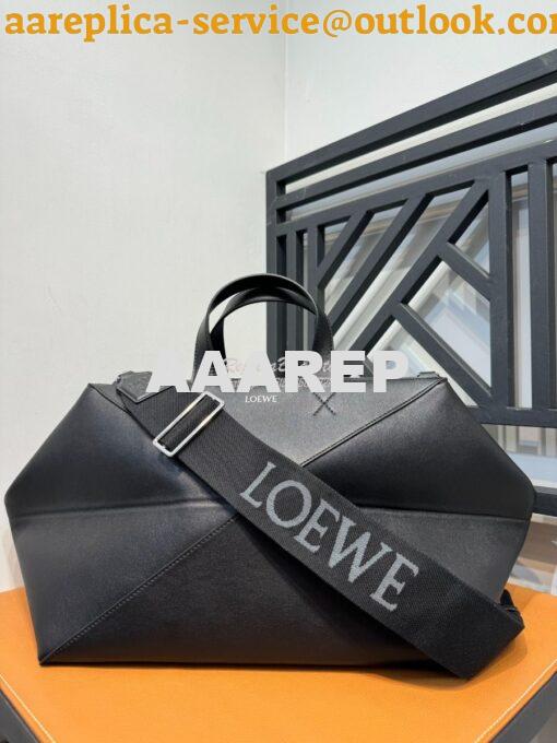 Replica Loewe Puzzle Fold Duffle in shiny calfskin B510PUB Black