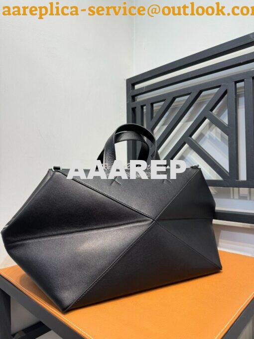 Replica Loewe Puzzle Fold Duffle in shiny calfskin B510PUB Black 2