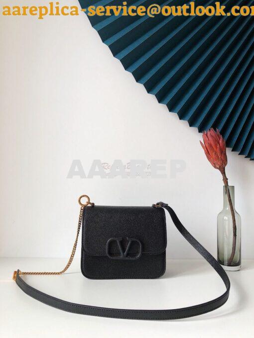 Replica Valentino Vsling Grainy Calfskin Shoulder Bag SW0B0F0 Black 12