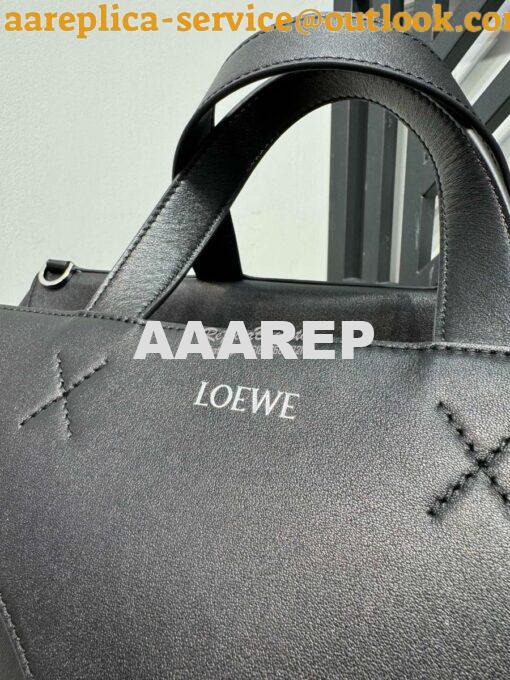 Replica Loewe Puzzle Fold Duffle in shiny calfskin B510PUB Black 6