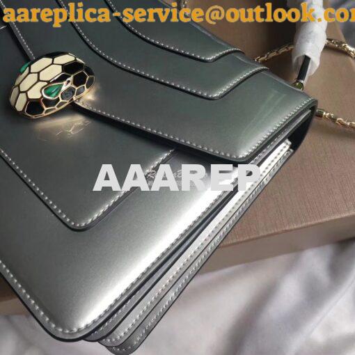 Replica Bvlgari Serpenti Forever Flap Cover Bag in Metallic Silver wit 3