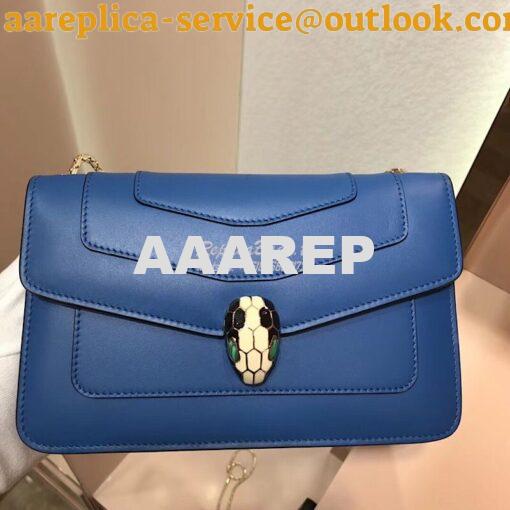 Replica Bvlgari Serpenti Forever Flap Cover Bag 280177 Blue 2