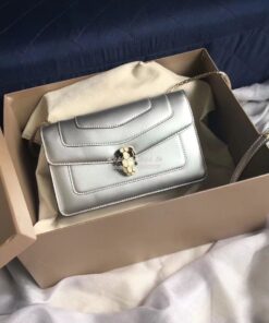 Replica Bvlgari Serpenti Forever Flap Cover Bag in Metallic Silver 397