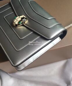 Replica Bvlgari Serpenti Forever Flap Cover Bag in Metallic Silver 396 2