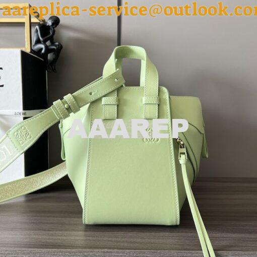 Replica Loewe Compact Hammock in satin calfskin A538H13 Lime Green Gla