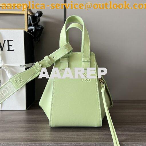 Replica Loewe Compact Hammock in satin calfskin A538H13 Lime Green Gla 2