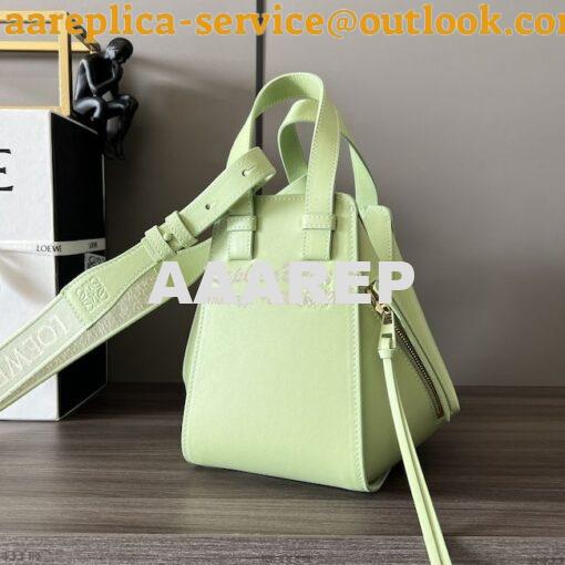 Replica Loewe Compact Hammock in satin calfskin A538H13 Lime Green Gla 3