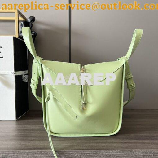 Replica Loewe Compact Hammock in satin calfskin A538H13 Lime Green Gla 4