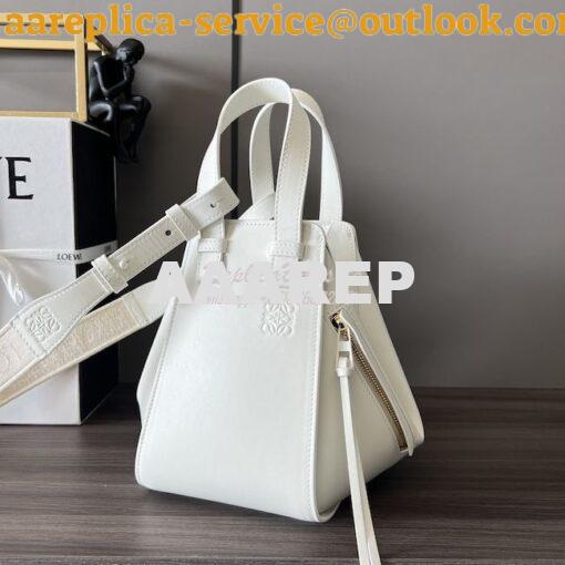 Replica Loewe Compact Hammock in satin calfskin A538H13 White Glaze 3