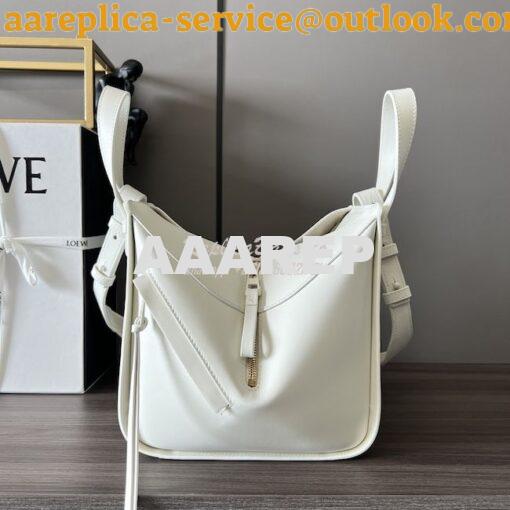 Replica Loewe Compact Hammock in satin calfskin A538H13 White Glaze 4