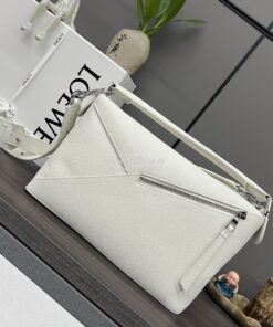 Replica Loewe Medium Puzzle Bag In Soft Grained Calfskin B510P49 White 2