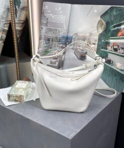 Replica Loewe Mini Hammock Hobo bag in classic calfskin A538G13 White