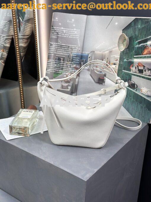 Replica Loewe Mini Hammock Hobo bag in classic calfskin A538G13 White