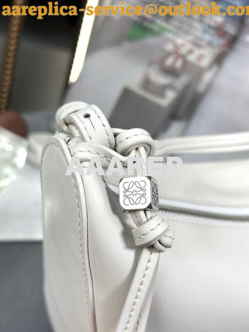 Replica Loewe Mini Hammock Hobo bag in classic calfskin A538G13 White 4