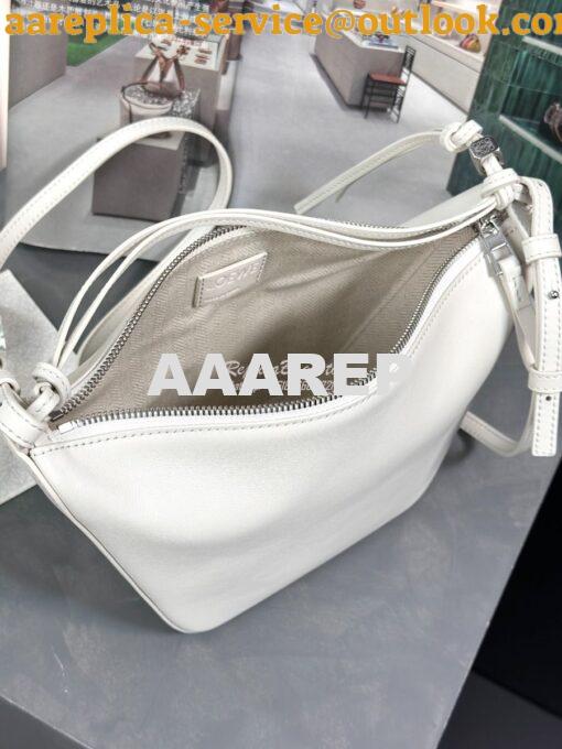 Replica Loewe Mini Hammock Hobo bag in classic calfskin A538G13 White 7