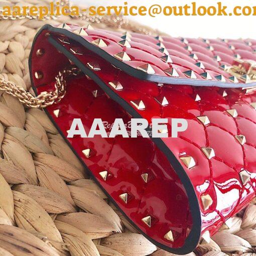 Replica Valentino Garavani Rockstud Spike Patent Leather Bag Red 4