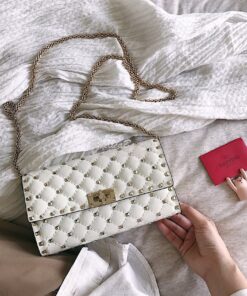 Replica Valentino Garavani Rockstud Spike Patent Leather Bag White 2