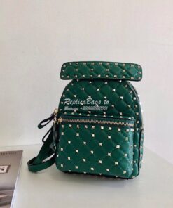 Replica Valentino Garavani Rockstud Spike Mini Leather Backpack Green 2