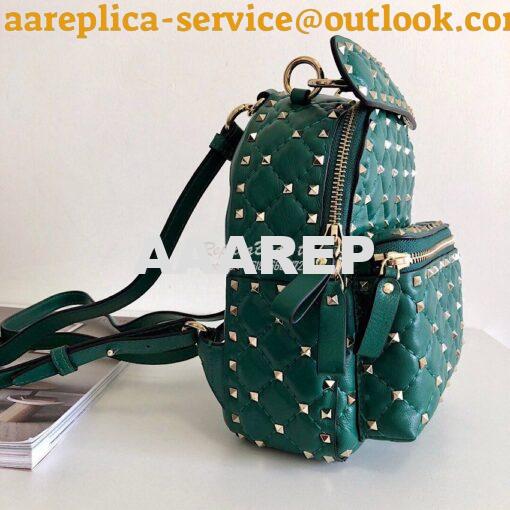 Replica Valentino Garavani Rockstud Spike Mini Leather Backpack Green 3