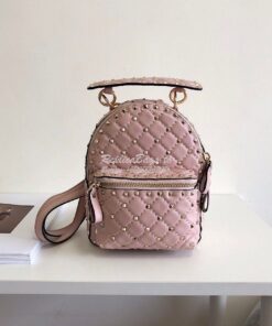 Replica Valentino Garavani Rockstud Spike Mini Leather Backpack Pink