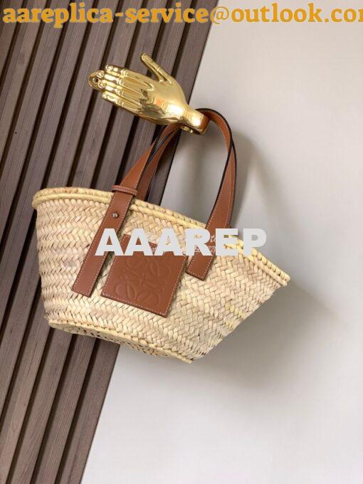 Replica Loewe Basket bag in Palm Leaf and Calfskin 8004 2