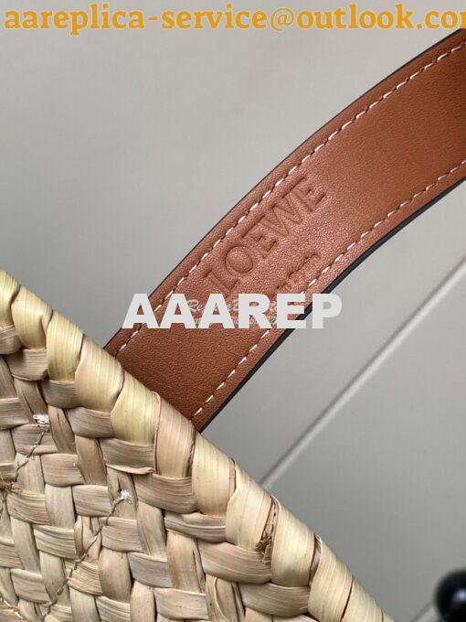 Replica Loewe Basket bag in Palm Leaf and Calfskin 8004 4