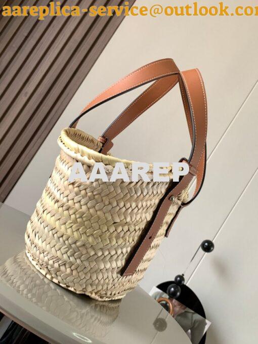 Replica Loewe Basket bag in Palm Leaf and Calfskin 8004 5