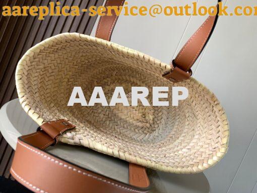 Replica Loewe Basket bag in Palm Leaf and Calfskin 8004 8