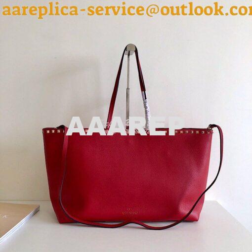 Replica Valentino Garavani Large Rockstud Tote Red 8