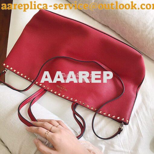 Replica Valentino Garavani Large Rockstud Tote Red 9