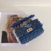 Replica Loewe Mini Woven Basket Bag 66082 White/Blue 11