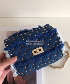 Replica Valentino Garavani Denim Rockstud Spike Bag 2