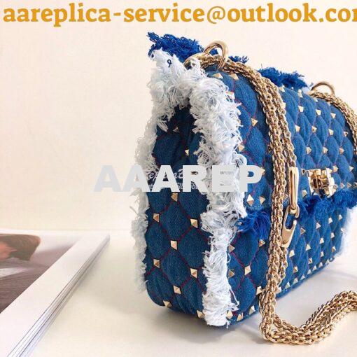 Replica Valentino Garavani Denim Rockstud Spike Bag 4