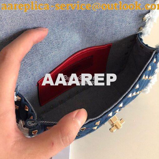 Replica Valentino Garavani Denim Rockstud Spike Bag 7