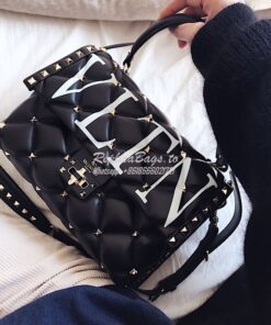 Replica Valentino Candystud Top Handle Bag VLTN black 2