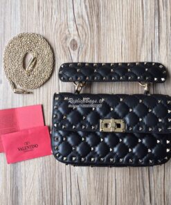 Replica Valentino Garavani Rockstud Spike Quilted Leather Chain bag Bl