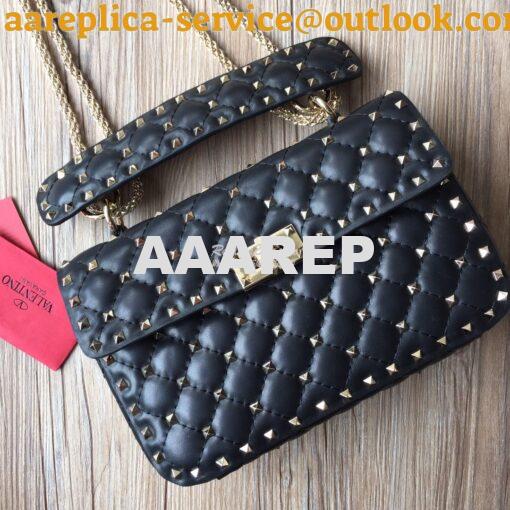 Replica Valentino Garavani Rockstud Spike Quilted Leather Chain bag Bl 7