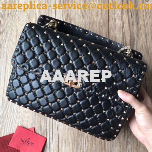 Replica Valentino Garavani Rockstud Spike Quilted Leather Chain bag Bl 10