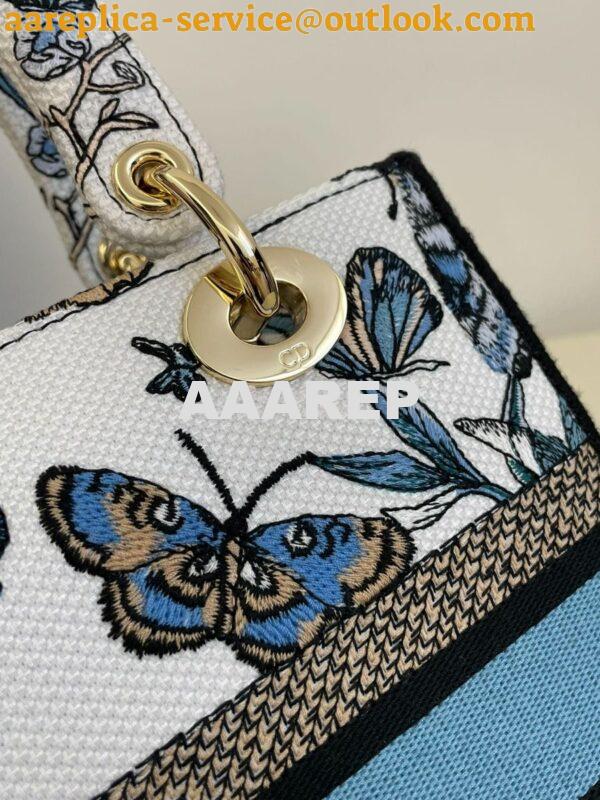 Replica Dior Medium Lady D-Lite Bag White and Pastel Midnight Blue Toi 5