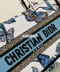 Replica Dior Mini Book Tote With Strap White and Pastel Midnight Blue 2