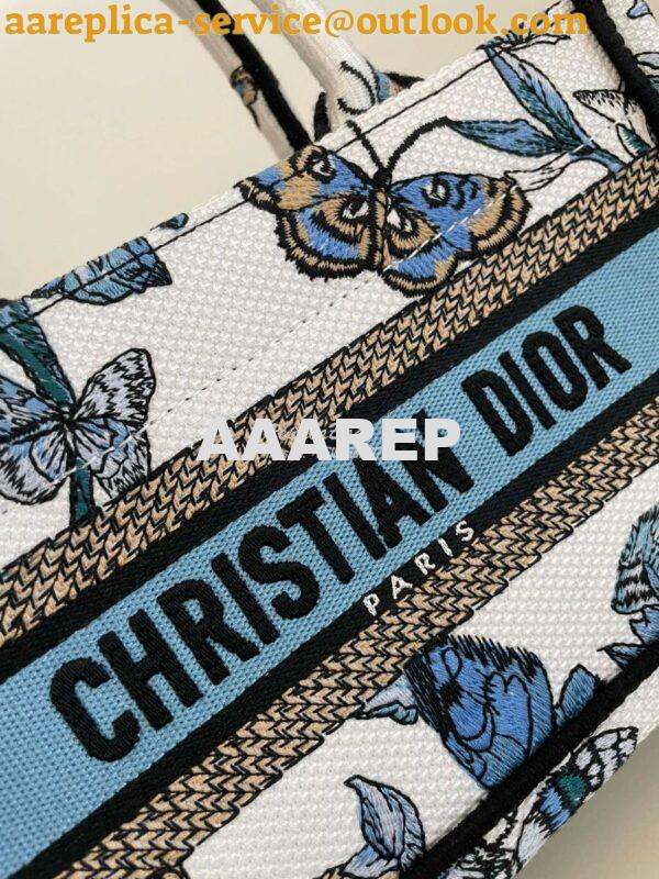 Replica Dior Mini Book Tote With Strap White and Pastel Midnight Blue 2