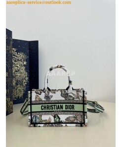 Replica Dior Mini Book Tote With Strap White Toile de Jouy Mexico Embr