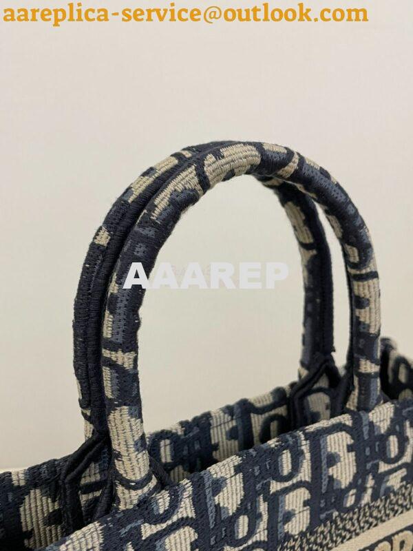 Replica Dior Mini Book Tote With Strap Blue and Beige Oblique Embroide 4