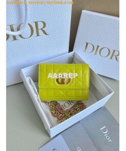 Replica Dior Miss Caro Micro Bag Lime Yellow Macrocannage Lambskin S51