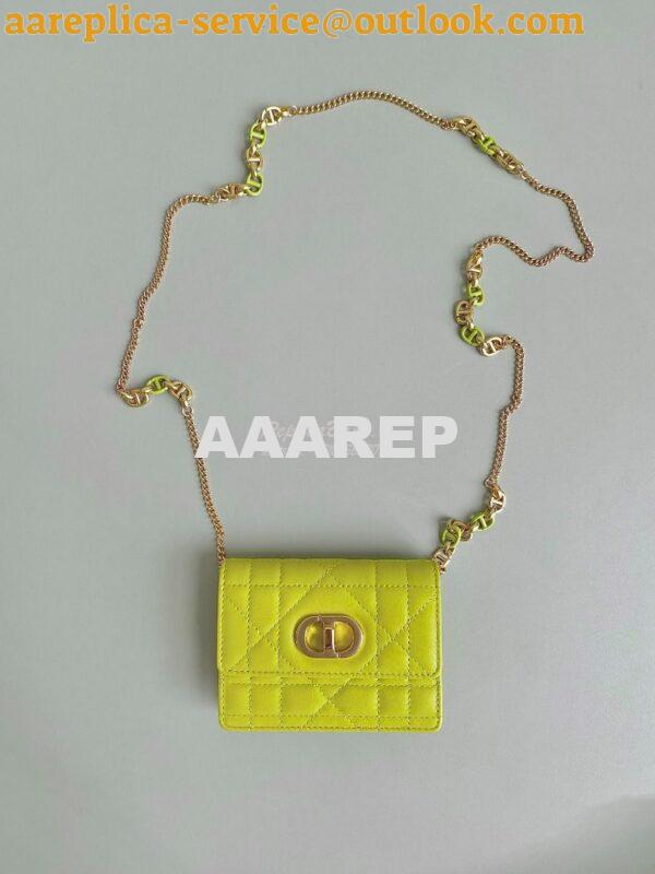 Replica Dior Miss Caro Micro Bag Lime Yellow Macrocannage Lambskin S51 2