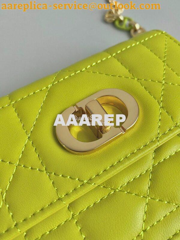 Replica Dior Miss Caro Micro Bag Lime Yellow Macrocannage Lambskin S51 4