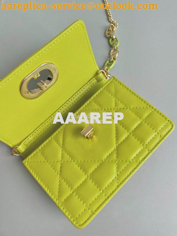 Replica Dior Miss Caro Micro Bag Lime Yellow Macrocannage Lambskin S51 6