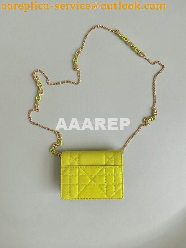 Replica Dior Miss Caro Micro Bag Lime Yellow Macrocannage Lambskin S51 8