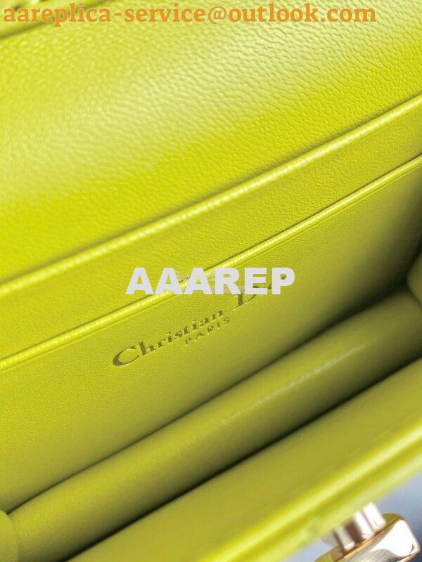 Replica Dior Miss Caro Micro Bag Lime Yellow Macrocannage Lambskin S51 9