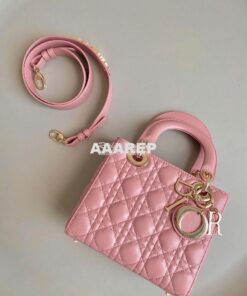 Replica Dior My ABCdior Lady Dior Bag M0538 Antique Pink Cannage Lambs 2